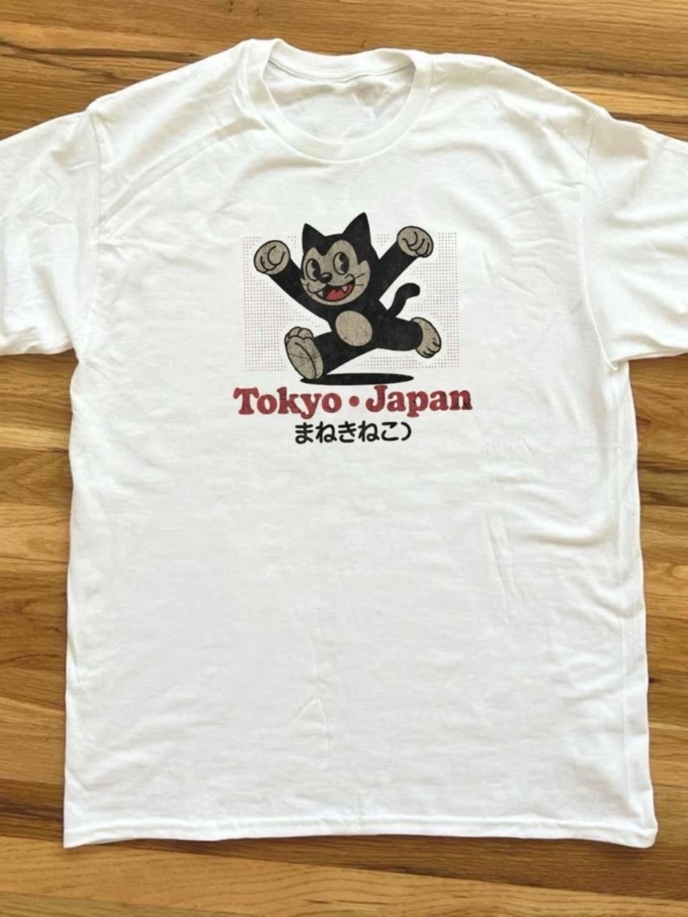 Tokyo Japan Maneki Neko Graphic Tee with Black Cat